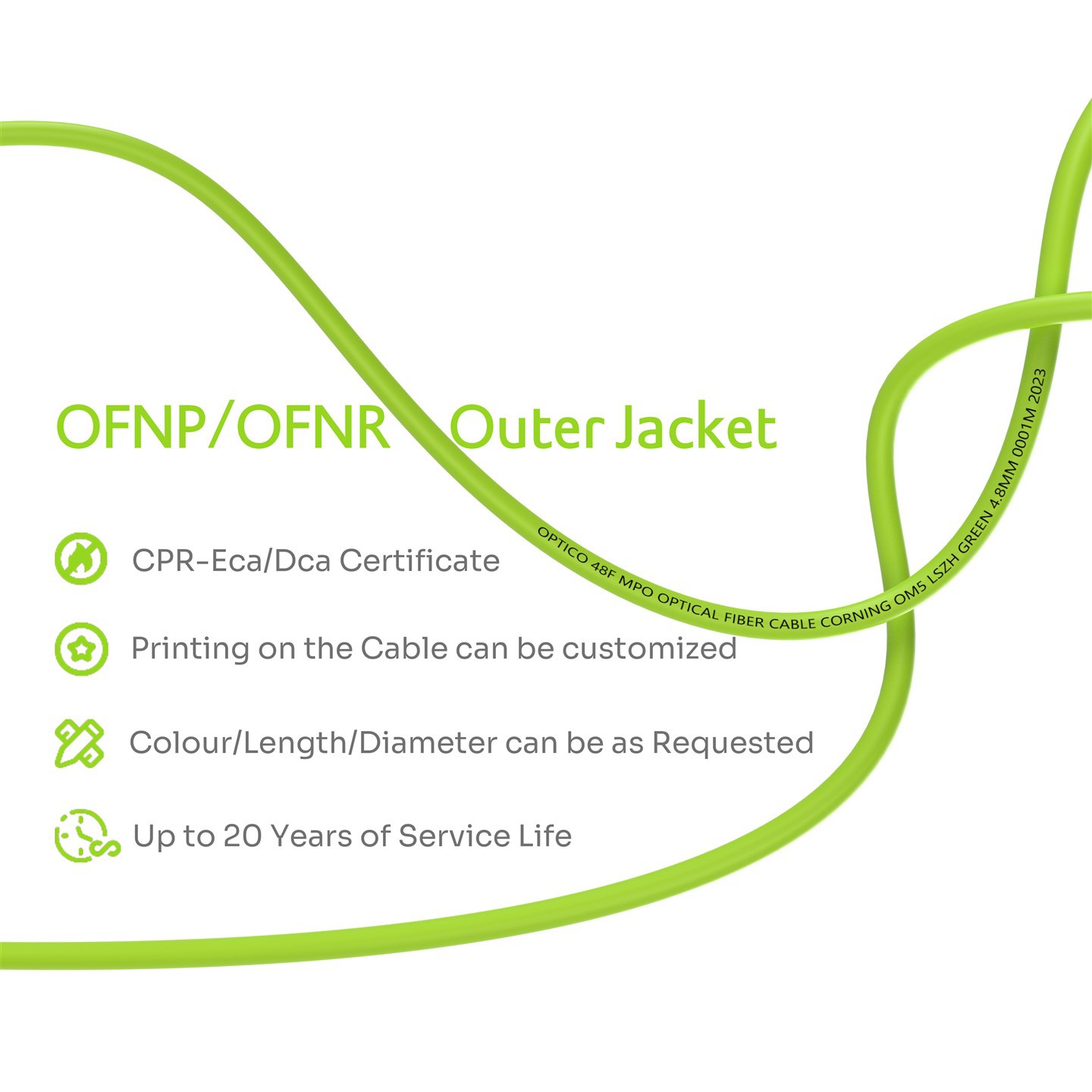 48F 4x12F MTP MPO-4x12F MTP MPO Fiber Optic Cable OM5