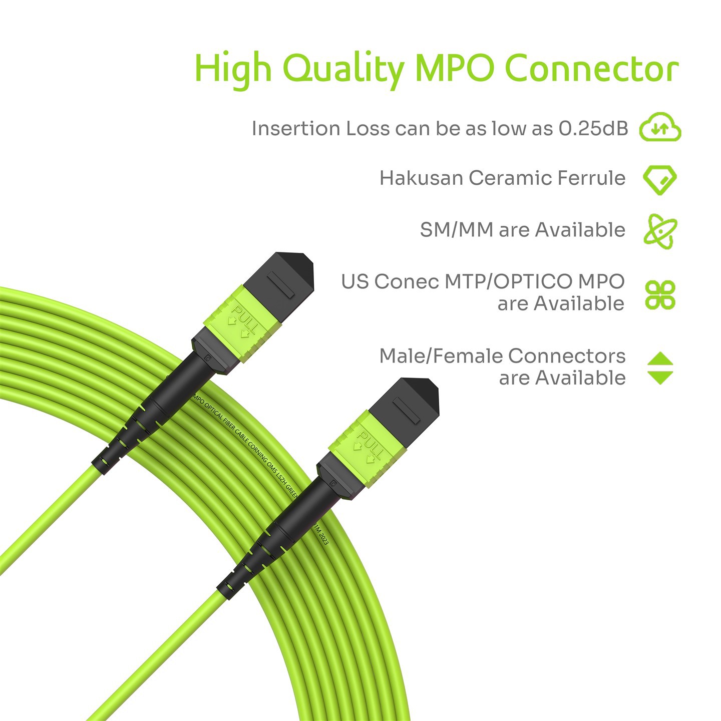 OS2 OM2 OM3 OM4 OM5 8 12 24 Cores Fiber Optic MPO Patch Cord OS2 OM2 OM3 OM4 OM5 8 12 24 Cores Fiber Optic MPO Patch Cord